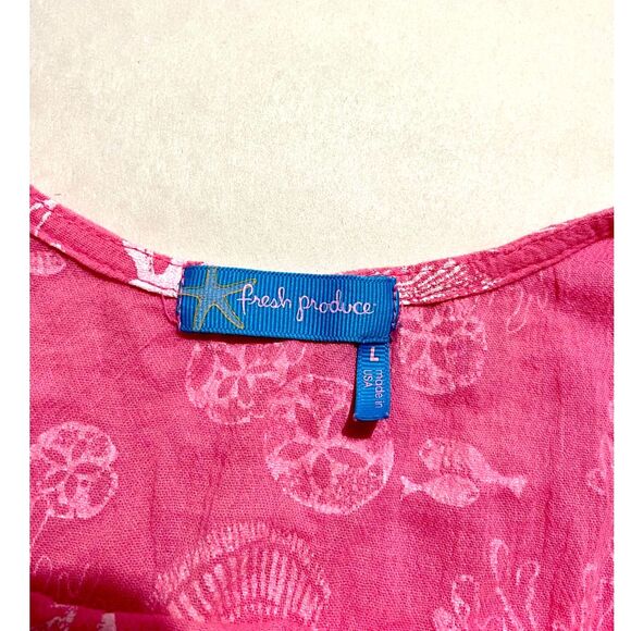 Fresh Produce dress USA made beach vacation resort gusy organic cotton women L - Picture 3 of 5